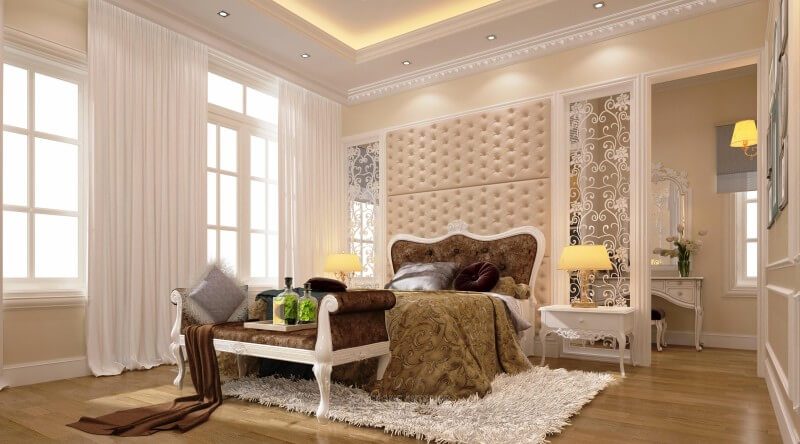 Giường ngủ chung cư tân cổ điển Giường ngủ chung cư tân cổ điển