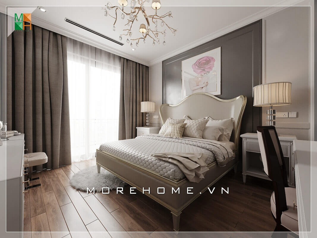 Ấn tượng với mẫu thiết kế nội thất phòng ngủ tân cổ điển đẹp, sang trọng cho chung cư, nhà phố. Thiết kế phòng ngủ chung cư