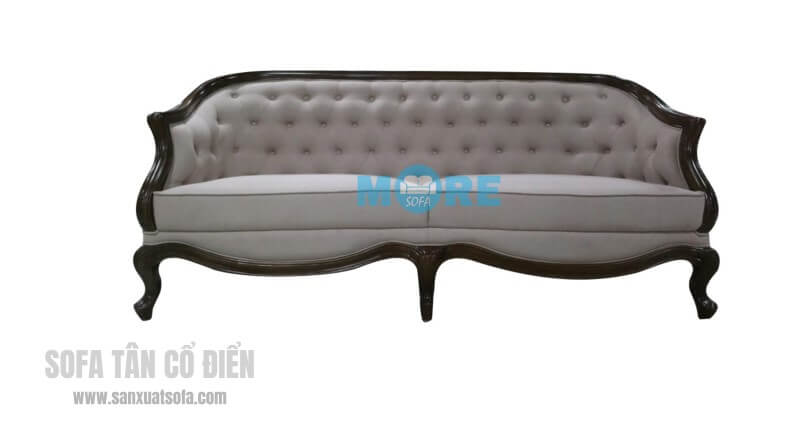 Sofa văng tân cổ điển MS-008 gỗ tự nhiên Óc chó, bọc nỉ nhập khẩu cao cấp cho chung cư, biệt thự đẹp Sofa tân cổ điển cao cấp