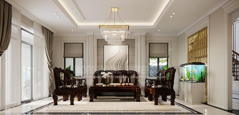 Tranh canvas treo tường đẹp tạo điểm nhấn ấn tượng cho phòng khách.