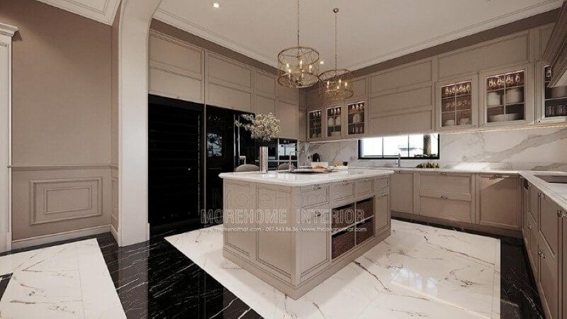 Đá lát nền, đá ốp phòng bếp đẹp, sang trọng cho phòng bếp nhà phố, biệt thự.